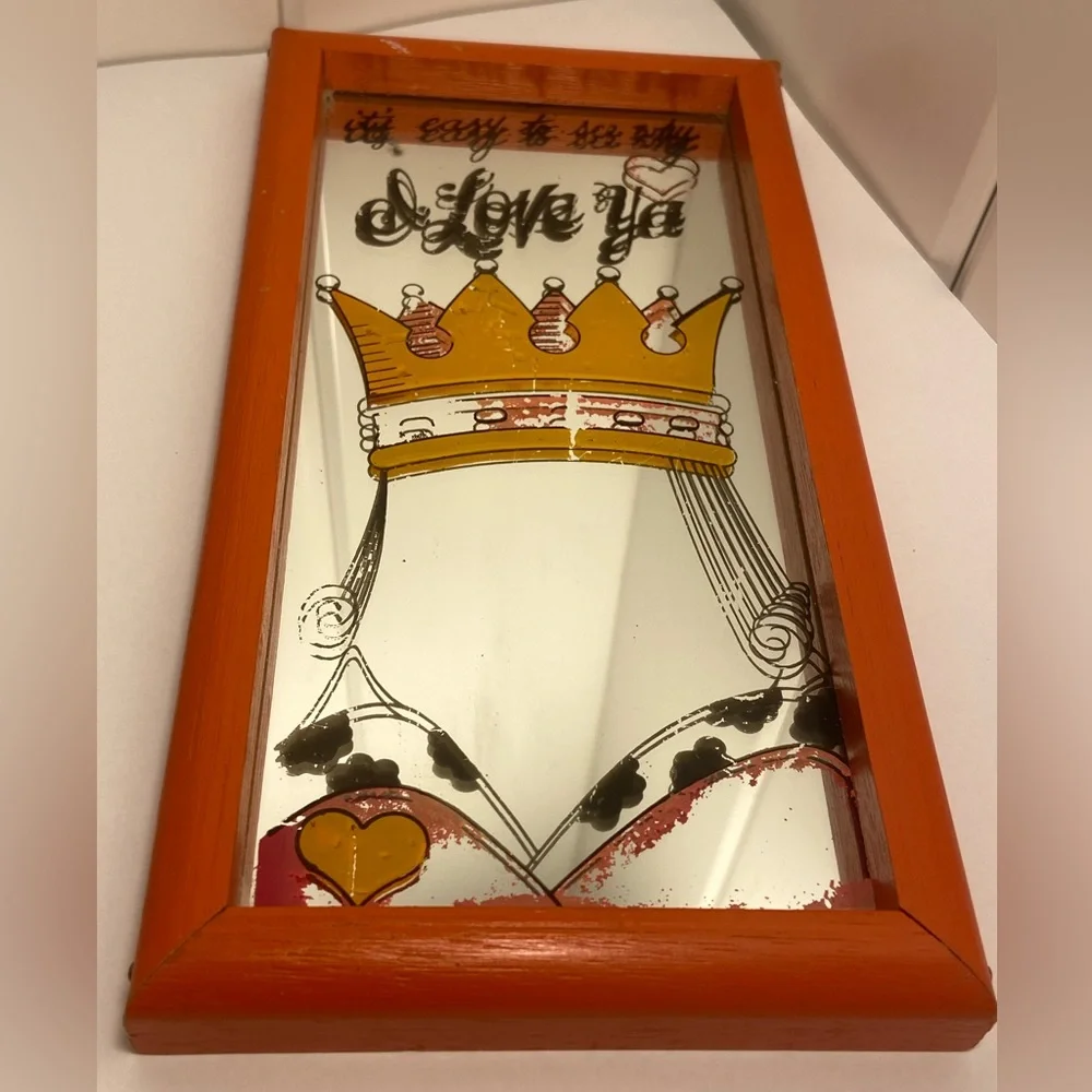 Vintage 70s Wallace Berrie Queen Carnival Mirror Its Easy To See Why I Love Ya